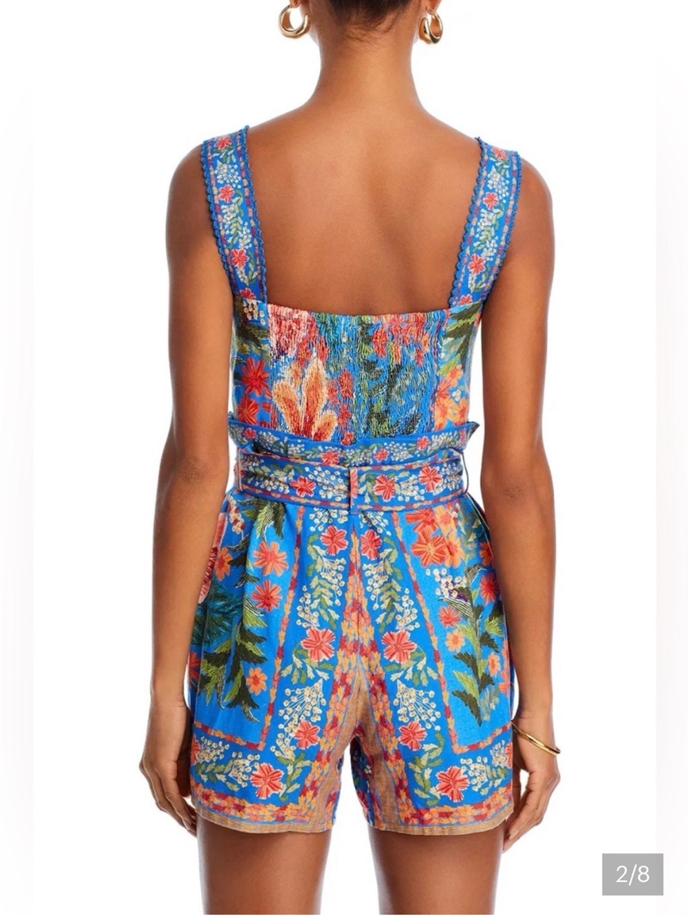 FARM Rio Blue Floral Belted Romper - Picture 2 of 5